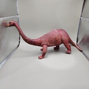 Vintage Imperial Brontosaurus Dinosaur Figure Toy Purple Beige 11" Long
